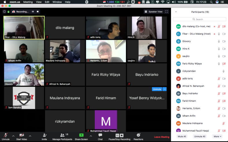 Diskusi Efek Covid19 Bagi Startup via Zoom