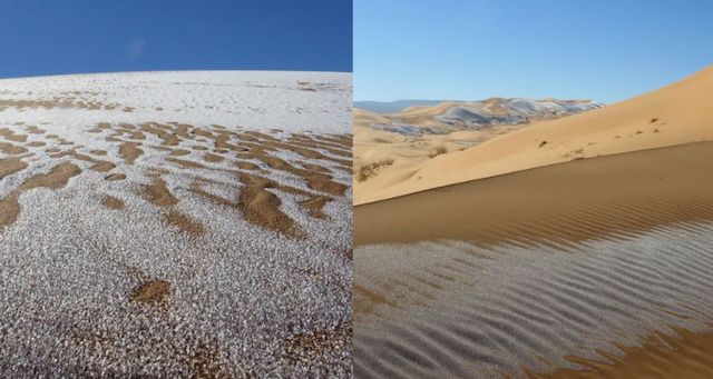 Gurun Sahara terselimuti oleh es (Foto via Instagram @kaaarimo)